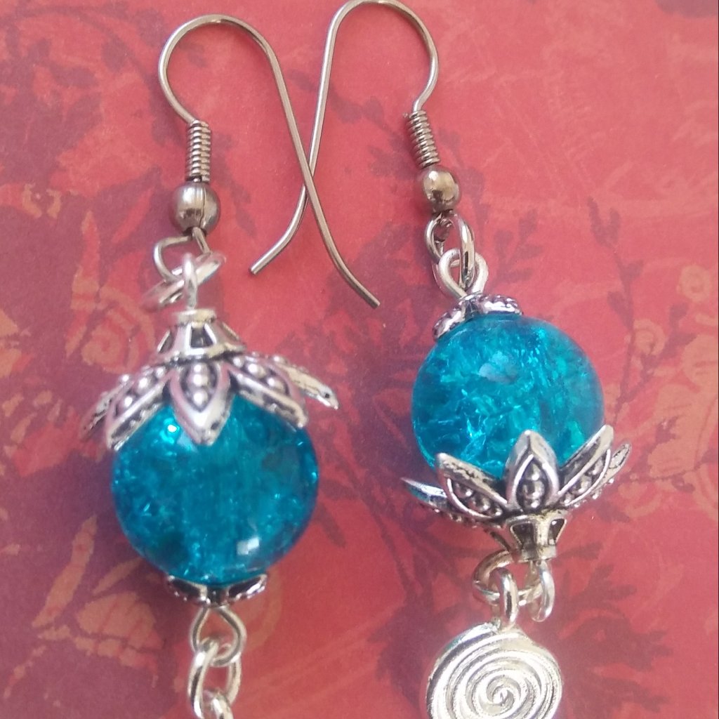 Silver Crackle Quartz Earrings